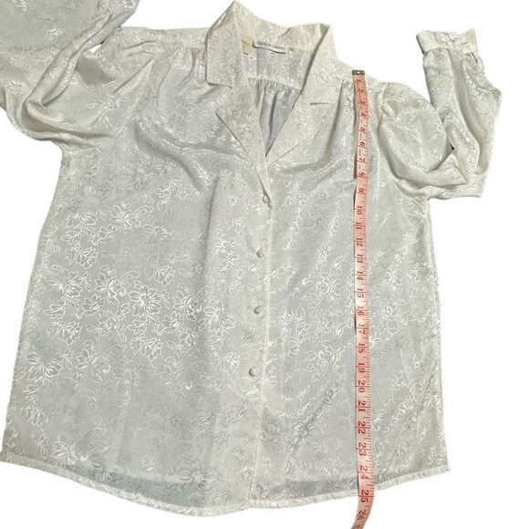 Vintage Steven Barry White on white floral patterned long sleeve blouse size 12 - Picture 11 of 13